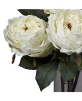 Nearly Natural Fancy Rose w/Cylinder Vase Silk Flower Arrangement