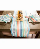 Seashore Stripe Fringed Table Runner 13" X 72"