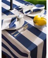 Nautical Blue Cabana Stripe Outdoor Table cloth with Zipper 60" X 120"