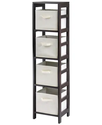 Winsome Capri 4-Section N Storage Shelf with 4 Foldable Fabric Baskets