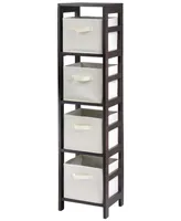 Winsome Capri 4-Section N Storage Shelf with 4 Foldable Fabric Baskets