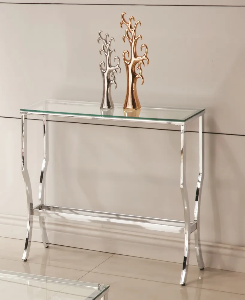 Brea Rectangular Sofa Table with Mirrored Shelf