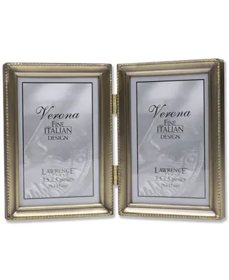 Lawrence Frames Antique Gold Bead Hinged Double Picture Frame - 3.5" x 5"