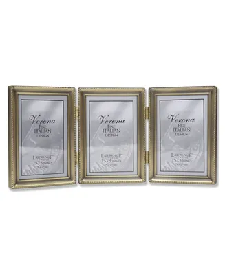 Lawrence Frames Antique Gold Bead Hinged Triple Picture Frame