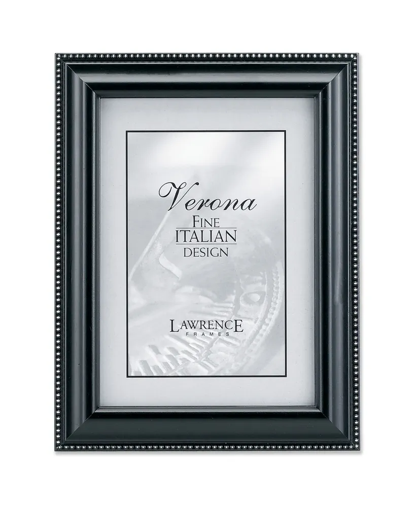 Lawrence Frames Black Wood Picture Frame - Silver Bead Design - 4" x 6"