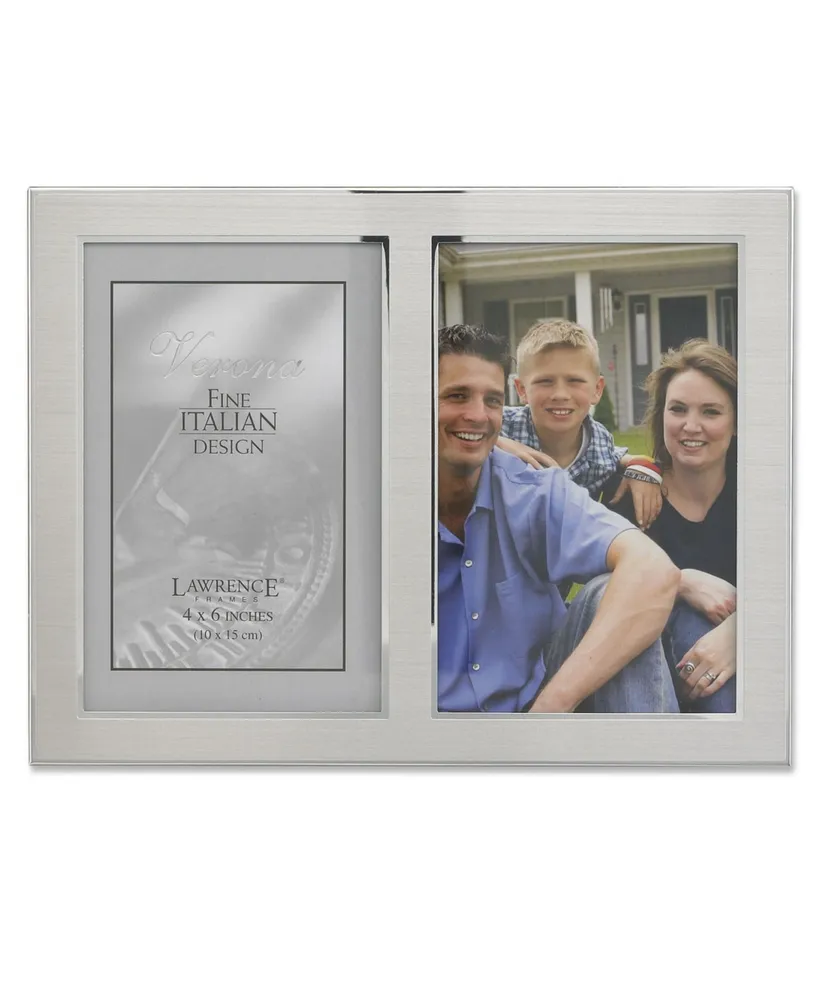 Lawrence Frames Brushed Silver Metal and Shiny Metal Two Tone Hinged Double Opening Panel