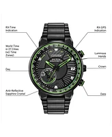 Citizen Eco-Drive Men's Satellite Wave Gps Black-Tone Stainless Steel Bracelet Watch 44mm
