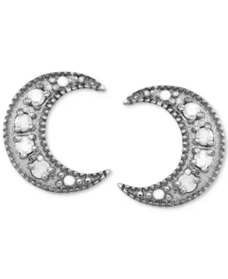 Diamond Crescent Moon Stud Earrings (1/10 ct. t.w.) in Sterling Silver