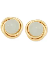 Jade (6mm) Button Knot Stud Earrings in 10k Gold