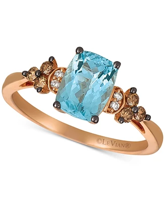 Le Vian Aquamarine (1-1/6 ct. t.w.) & Diamond (1/5 ct. t.w.) Ring in 14k Rose Gold