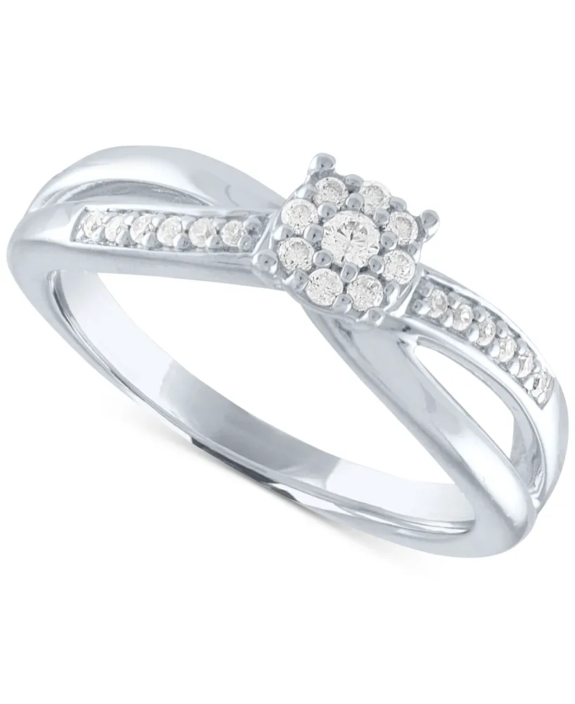 Promised Love Diamond Cluster Promise Ring (1/6 ct. t.w.) Sterling Silver