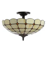 Jonathan Y Jennifer 16" Tiffany-Style Led Semi-Flush Mount