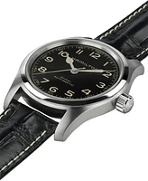 Hamilton Men's Swiss Automatic Khaki Field Murph Black Leather Strap Watch 42mm