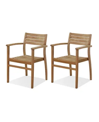 2 Piece Patio Dining Chair Set Stackable