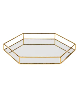 Kate and Laurel Felicia Metal Mirrored Hexagon Decorative Tray