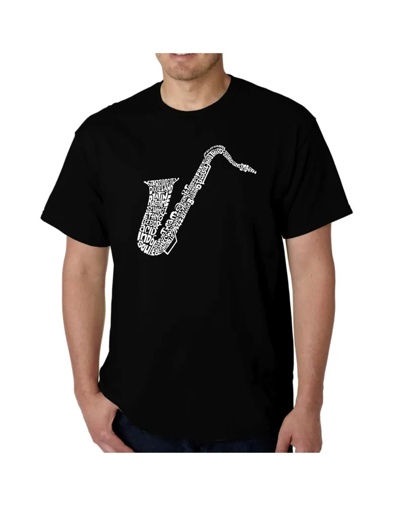 La Pop Art Mens Word T-Shirt - Saxaphone