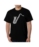 La Pop Art Mens Word T-Shirt - Saxaphone