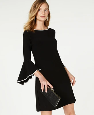 Msk Rhinestone-Trim Bell-Sleeve Dress