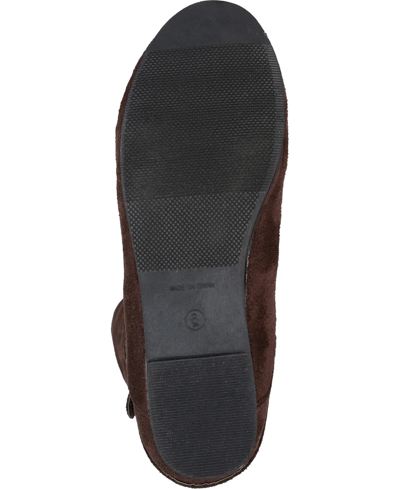 Journee Collection Women's Shelley Rouched Buckle Mid Shaft Boots