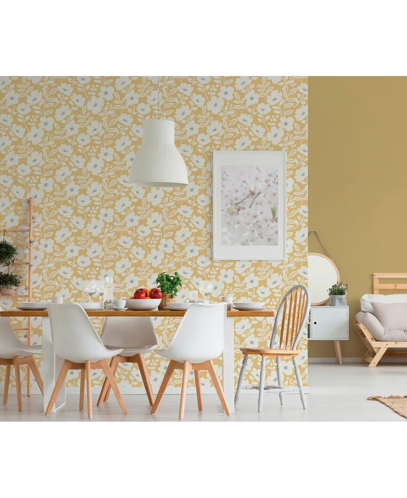 Brewster Home Fashions Bergman Scandi Flower Wallpaper - 396" x 20.5" x 0.025"
