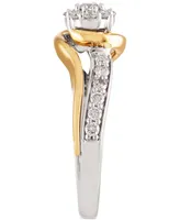 Two-Tone Diamond Cluster Bridal Ring (1/2 ct. t.w.) in 14k White Gold and 14k Gold