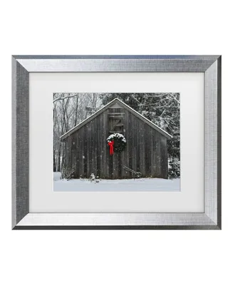 Kurt Shaffer 'Christmas Barn In The Snow' Matted Framed Art - 11" x 14"