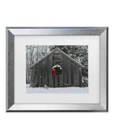 Kurt Shaffer 'Christmas Barn In The Snow' Matted Framed Art - 11" x 14"