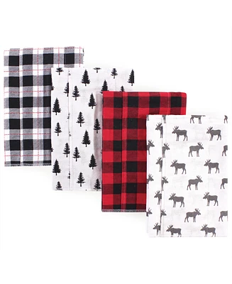 Hudson Baby One size Flannel Burp Cloths, 4 Pack