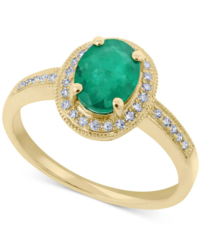 Emerald (1-1/10 ct. t.w.) & Diamond (1/8 ct. t.w.) Ring in 14k Gold