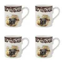 Spode Woodland Black Bear Mugs, Set of 4