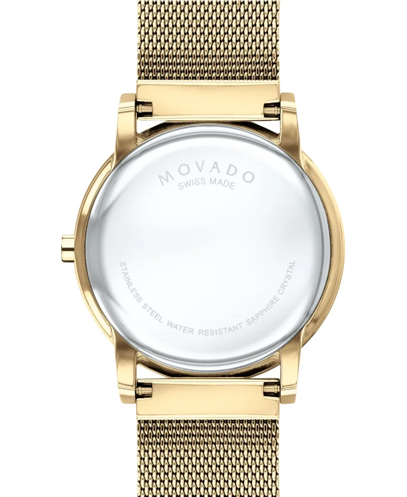 Movado Men's Swiss Museum Gold-Tone Pvd Stainless Steel Mesh Bracelet Watch 40mm