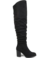 Journee Collection Women's Kaison Wide Calf Stacked Heel Over The Knee Boots