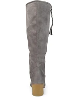 Journee Collection Women's Sanora Stacked Heel Mid Shaft Boots
