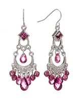 2028 Silver-Tone Amethyst Purple Crystal Chandelier Earrings