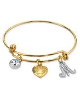 2028 14K Gold-Dipped Heart and Initial Crystal Charm Bracelet