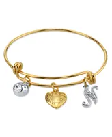 2028 14K Gold-Dipped Heart and Initial Crystal Charm Bracelet