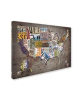 Masters Fine Art 'Usa License Plate Map on Metal' Canvas Art