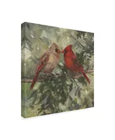 Mary Miller Veazie 'Kissing Cardinals' Canvas Art - 35" x 35"