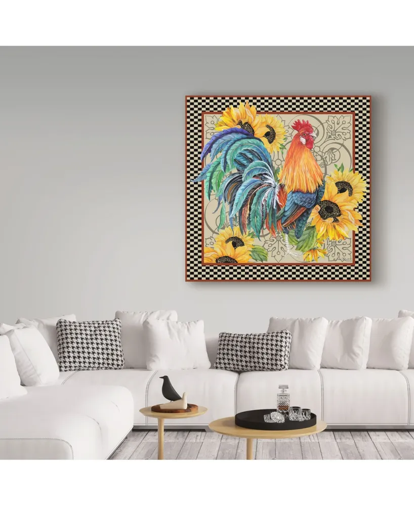 Jean Plout 'Country Time Rooster' Canvas Art - 18" x 18"