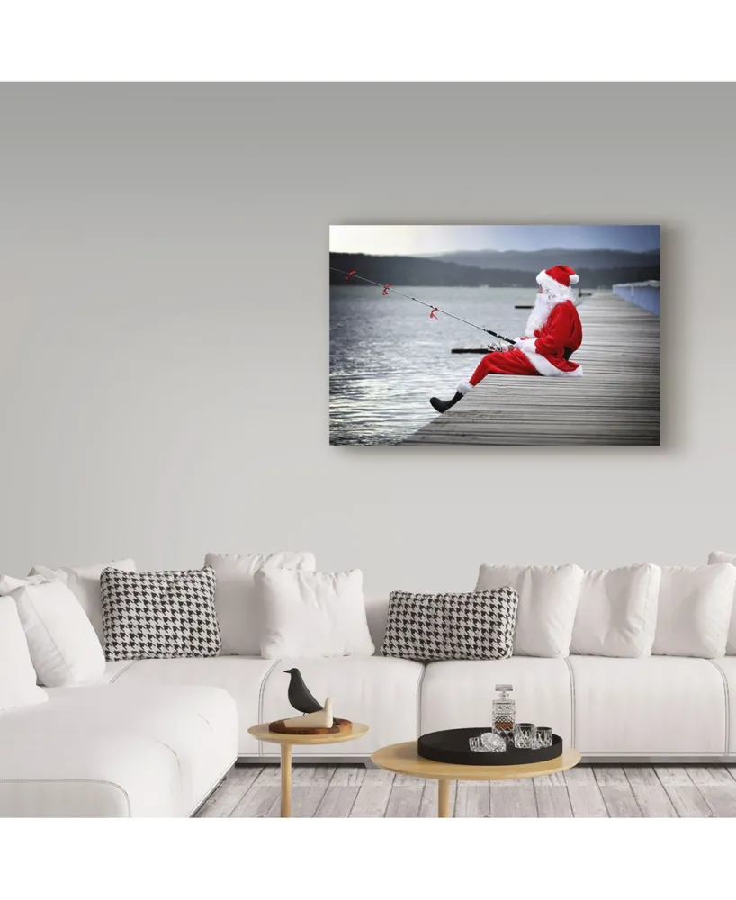 Incredi 'Santa Fishing' Canvas Art - 32" x 22"