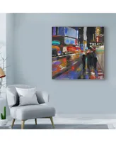 Solveiga 'Broadway At Night' Canvas Art - 14" x 14"