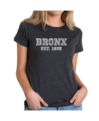 Women's Premium Word Art T-Shirt - Popular Bronx Neighborhoods