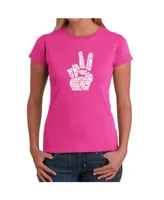 Women's Word Art T-Shirt - Peace Fingers