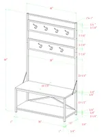72" Industrial Metal and Wood Hall Tree