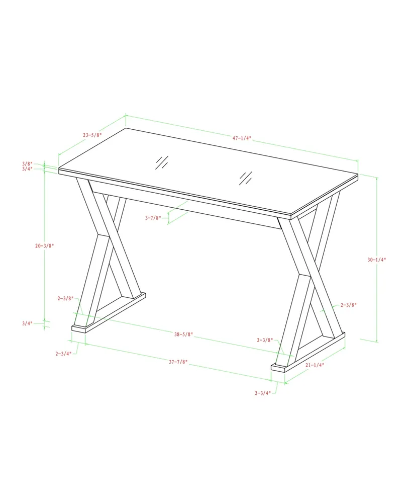 Home Office 48" Glass Metal Computer Desk - White