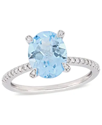 Blue Topaz (3-3/4 ct.t.w.) and Diamond (1/10 Ring 10k White Gold