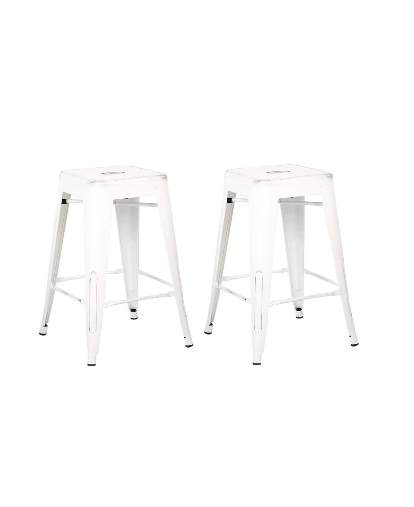 Ac Pacific Backless Industrial Metal Bar Stool, Set of 2