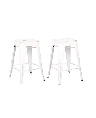 Ac Pacific Backless Industrial Metal Bar Stool, Set of 2