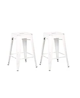 Ac Pacific Backless Industrial Metal Bar Stool, Set of 2