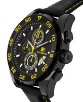 Buech & Boilat Torrent Men's Chronograph Watch Black Leather Strap, Black Dial